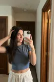 Teen plays with hair brush